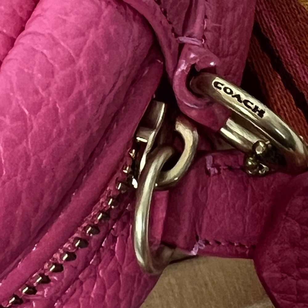 Coach Camera Bag Pink Soft Pebble Leather Crossbody Two Adjustable Straps - Picture 15 of 17